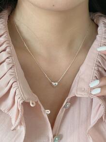 GAGAFEEL 1 件简约经典 S925 纯银心形项链，心形吊坠锁骨链，适合女士礼物