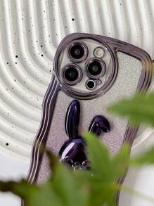 Ốp Điện Thoại Di Động Hình Thỏ Chống Rơi Mạ Điện + Mạ Toàn Bộ Thẻ Dính Lấp Lánh Và Giá Đỡ Ẩn, Tương Thích Với IPhone, Samsung, Xiaomi, Oppo, Vivo, Chuanyin, Tương Thích Với IPhone 11/12/13/14/15promax, Samsung S22 /23/24+UA04/A05/A14/A15/A24/A25/A34/A54S, Xiaomi OPPO VIVO Redmi13c+ Tương thích với Bộ ốp điện thoại hoàn chỉnh Moto Gredmi NOTE13c/12/11PRO - Màu tím - Xem 2