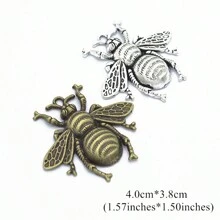 3入組古董銀色青銅金色顏色大女王蜜蜂吊墜適用於手工製作首飾類項鍊鑰匙圈DIY製作 - 如圖所示 - 查看 5