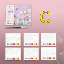 1本創意水彩著色本,動畫速寫本,內含水彩紙和顏料 - 彩色 - 查看 8