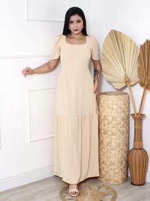 Women Dresses - 淺米色 - 查看 1