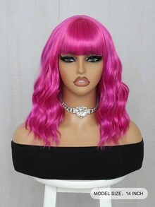 萬聖節多彩波浪髮型假髮,帶劉海的卷髮假髮,看起來自然,適合女性,橘色、黃色、藍色假髮,綜合纖維假髮,適用於日常、學校、派對、cosplay、節日、聖誕節裝飾等用途,時尚假髮商品