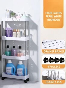 Multi-tier Freestanding Slim Rolling Cart For Bathroom, Living Room, Kitchen Storage - White - View 1