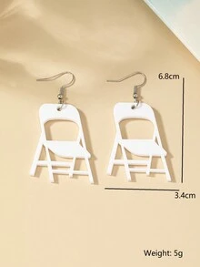 1對白色可折疊椅子耳環 - 白色 - 查看 5