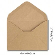 100 Pcs Kraft Mini Envelopes And Kraft Cards, Brown Kraft Envelopes For Gift Cards And Business Cards (4"X2.75") Back To School - Khaki - View 3