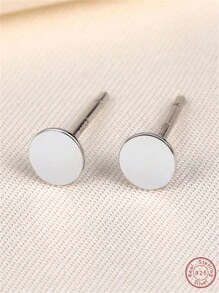 1對女式實心925純銀5mm圓形耳釘,適用於日常、約會、派對、婚禮、旅行、通勤、海灘穿著,適用於女友、母親、老師、朋友、同學等送禮