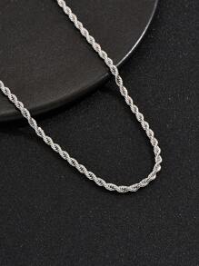 Fashionable Personalized Stainless Steel Chain Male Necklace, Simple Street Style Design For Fashion Leader - Silver - View 3