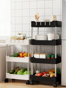 Multi-tier Freestanding Slim Rolling Cart For Bathroom, Living Room, Kitchen Storage - White - View 3