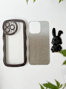 兔子電鍍手機殼，帶有防震電鍍支架+閃光卡貼+隱藏式支架，最新款型，適用於蘋果，三星，小米，OPPO，VIVO，Infinix，適用於iPhone 11/12/13/14/15 Pro Max，Samsung S22/23/24+UA 04/A05/A14/A15/A24/A25/A34/A54S，小米，OPPO，VIVO，紅米13c G，紅米Note 13c/12/11PRO - 黑色 - 查看 7