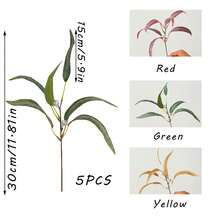 5入組/包人工電子桉樹莖,假桉樹葉花莖,適用於花束,婚禮,萬聖節,秋季家居辦公室裝飾