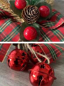 1pc Red Christmas Bell Shaped Decorative Pendant - Red - View 3