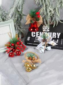 1pc Red Christmas Bell Shaped Decorative Pendant - Red - View 5