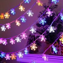 1 件 10/20/30 灯 2/3/4.5 米雪花灯串，浪漫童话灯适用于房间装饰、卧室、生日派对、婚礼装饰、礼物 - 彩色 - 查看 7
