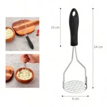 Amassador Batatas Espremedor Manual Legumes Multiuso Aço Inox Com Cabo Plastico Cozinha Multiuso - Prata - Visão 5