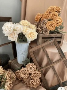 9/18/36 Heads Roses Artificial Silk Flowers, Fake Roses With Long Stems Realistic Faux Rose Bouquets For Wedding Decorations Bridal Shower Centerpieces Floral Arrangements Party Home Table Decor For Wedding Decoration, Valentine'S Day Decor, Birthday Decor, Anniversary Decor, Holiday Decor, Graduation Decoration, Party Decor Supplies Spring Flowers, Spring Decorations For Home - 咖啡棕 - 查看 6