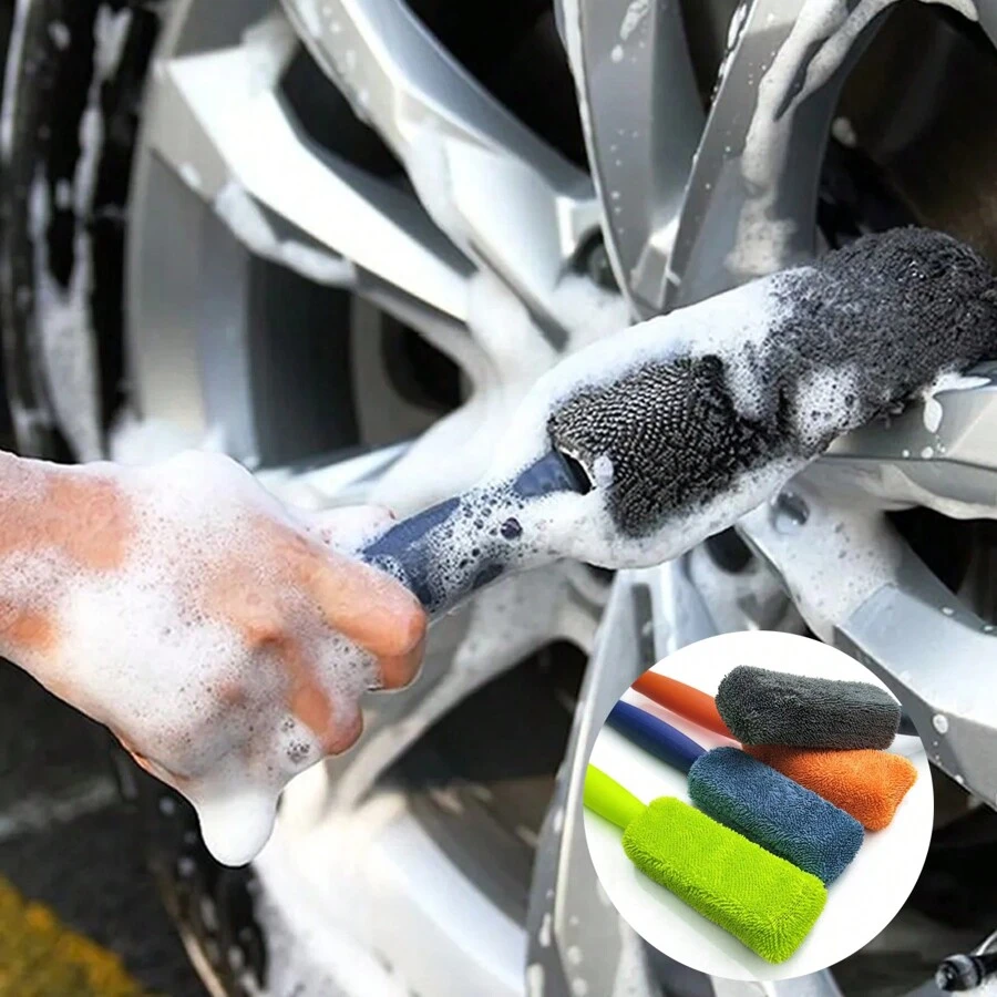 Car Wash Brush Microfiber Tire Scrubber Wheel Rim Brush Trunk Motorcycle Dust Remover Detailing Clean Tool Car Cleaning Tools - Multicolor - View 1
