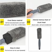 Car Wash Brush Microfiber Tire Scrubber Wheel Rim Brush Trunk Motorcycle Dust Remover Detailing Clean Tool Car Cleaning Tools - Multicolor - View 5