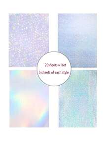 20張鐳射貼紙紙透明A4乙烯基貼紙紙自黏式防水透明膜帶寶石點彩虹星星圖案,11.7X8.3英寸(寶石,點,彩色,星星) - 彩色 - 查看 2