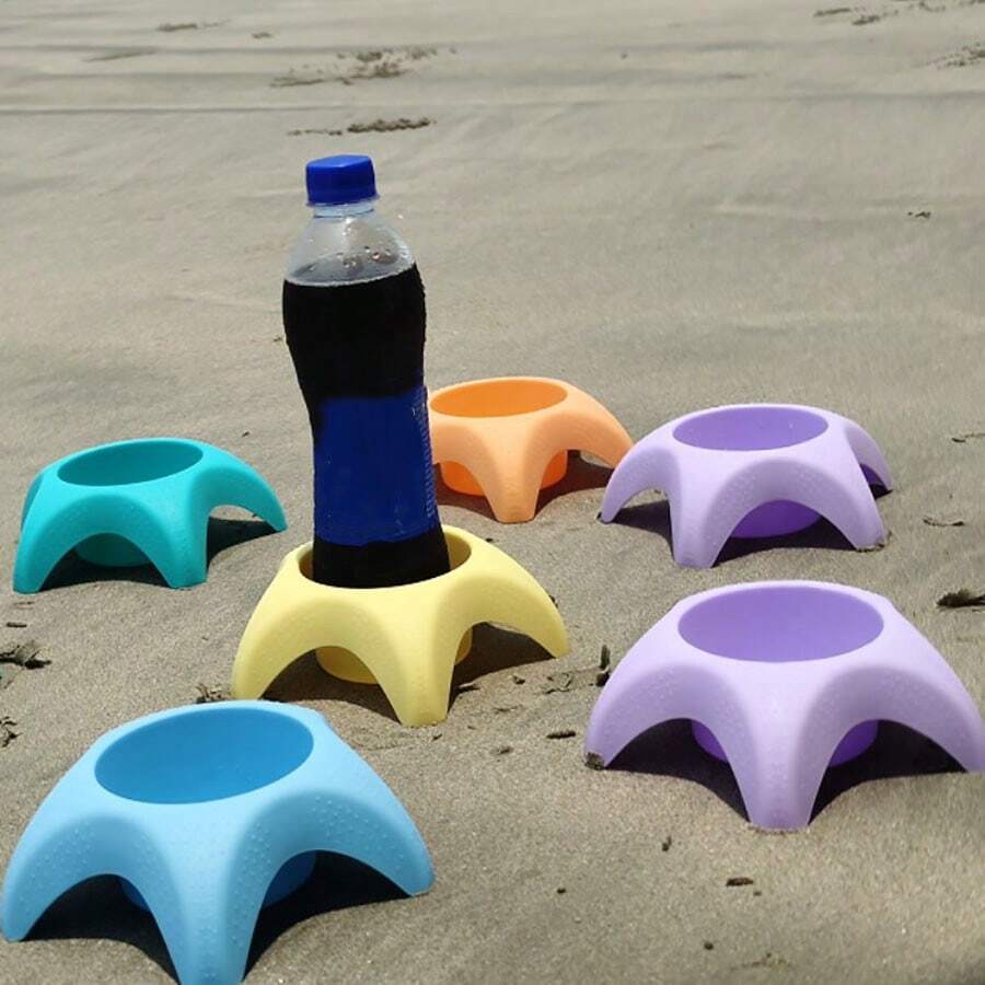 1pc Portable Outdoor Starfish Cup Holder For Beach - Yellow - View 1