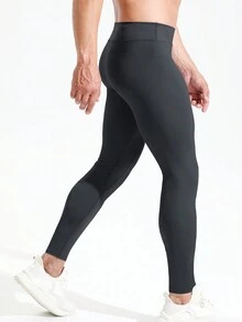 男士高腰快干透氣運動打底褲,適用於瑜伽,健身,籃球,跑步,普拉提,徒步旅行,騎行,攀岩,登山,羽毛球,舉重,肌肉力量訓練,高腰高彈力壓縮褲 - 黑色 - 查看 8