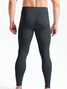 男士高腰快干透氣運動打底褲,適用於瑜伽,健身,籃球,跑步,普拉提,徒步旅行,騎行,攀岩,登山,羽毛球,舉重,肌肉力量訓練,高腰高彈力壓縮褲 - 黑色 - 查看 4