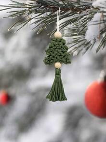 1pc Hand Woven Creative Christmas Tree Ornament Decoration Pendant - Green - View 3