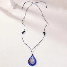 1個女性用淚滴形吊墜項鍊,個性化和時尚的珠寶首飾,度假風格禮物 - 米色 - 查看 9