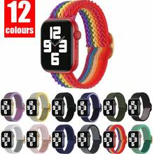12 Colors Braided Nylon Apple Watch Band, Soft And Stylish Watch Strap Compatible With Apple Watch Series Se/6/5/4/3/2/1, Unisex Watch Accessory Compatible With Apple Watch 38/40/41 (130mm-205mm) And 42/44/45 (135mm-235mm) - Rainbow - View 1