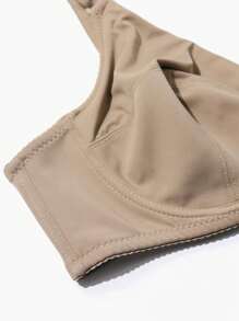 Parifairy 1入組加大尺碼女士純色彈性超薄鋼圈內衣，日常穿著 - 卡其色 - 查看 6