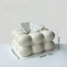 Modern Ceramic Tissue Box Holder For Living Room Creative Design Decorative Desktop Napkin Holder - Cream White - View 1