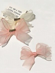 Bộ 2 kẹp tóc nơ lưới trắng ngọt ngào cho nữ, phụ kiện tóc nơ vải, hoàn hảo cho buổi hẹn hò và mua sắm, kẹp tóc ngày lễ tình nhân dễ thương, kẹp tóc, đồ dùng học tập, thanh lịch, đại học, trang phục mùa đông cho nữ, nơ, phụ kiện tóc - trắng - Xem 2