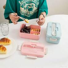 1 caja Bento para niños con divisores, adecuada para trabajadores de oficina y estudiantes - Azul - Ver 2