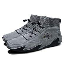 男士冬天靴子帶彈性帶,防滑鞋底和工作鑰匙扣造型 - 灰色 - 查看 2