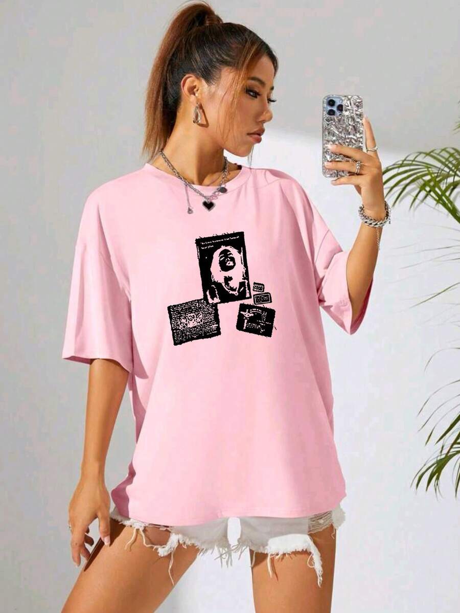 Plus Size T-shirts - 淺粉色 - 查看 1