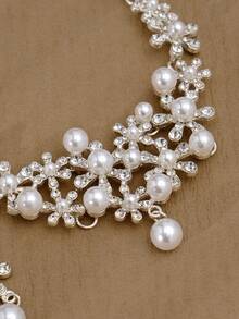 3入組優雅新娘婚禮項鍊與耳環套裝,合金,鑲有水晶石裝飾