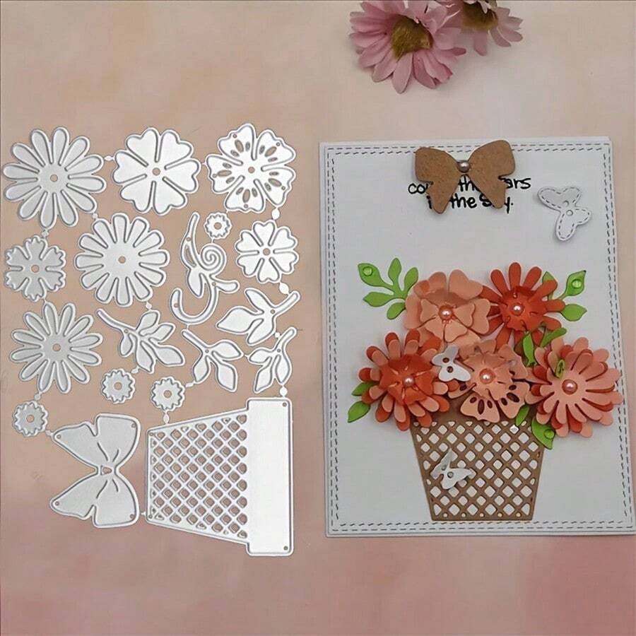 1入組花瓣形狀的金屬切割模具,適用於diy相簿、卡片製作和裝飾 - 銀色 - 查看 1