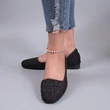 Bailarinas Negras Para Mujer Con Puntera Cuadrada - Negro - Ver 5