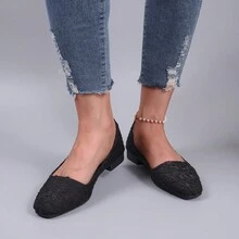 Bailarinas Negras Para Mujer Con Puntera Cuadrada - Negro - Ver 4