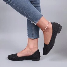 Bailarinas Negras Para Mujer Con Puntera Cuadrada - Negro - Ver 3