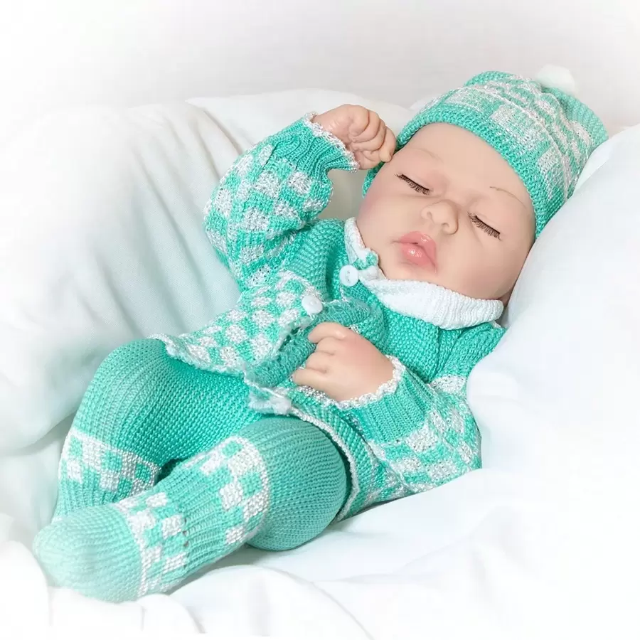 Muñeco Bebe Prematuro Dormido mini - verde menta - Ver 1