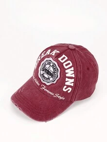 1pc Women's Trucker Hat Retro Washed Women's Baseball Cap Embroidered Patch Top Quality Adjustable Leisure Outdoor Accessories For Women - Burgundy - View 2