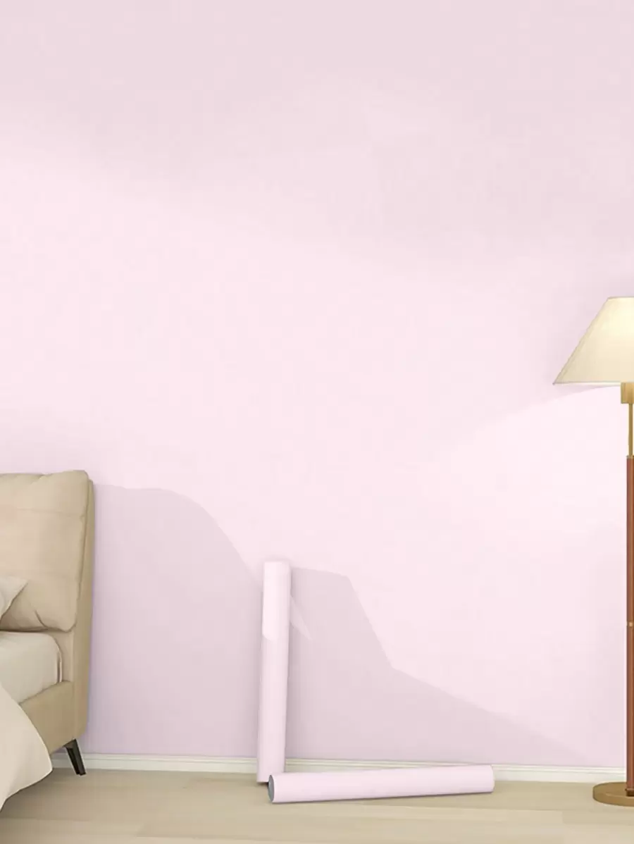 1卷浅粉色自粘墙纸北欧风格加厚客厅卧室墙纸（无缝接缝）装修贴纸撕拉墙板墙纸壁纸春季装修用品焕然一新家居节日装饰贴纸礼物生日毕业 - 淺粉色 - 查看 1