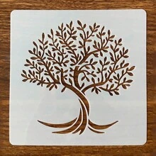 Set de 12 plantillas de dibujo de 6 pulgadas del Árbol de la Vida en plástico blanco - Blanco - Ver 4