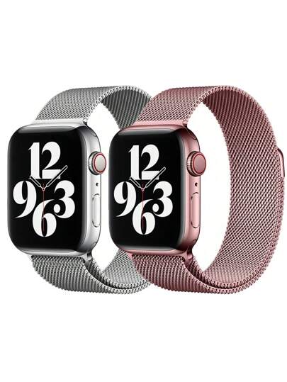 2 piezas Correa de reloj magnética de acero inoxidable, apta para Apple Watch de 38mm, 40mm, 41mm, 42mm, 44mm, 45mm, 46mm, 49mm, unisex, apta para uso diario de negocios y casual, compatible con Apple Watch Ultra 3/2/1 11 10 9 8 7 SE3 6 5 4 3 2 1, regalo de vacaciones, regalo de cumpleaños para amigos y familiares