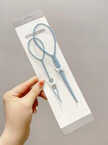 2件套女士简约造型工具套装，包含拉式发夹和卷发器，适合日常使用，美发造型工具及发饰