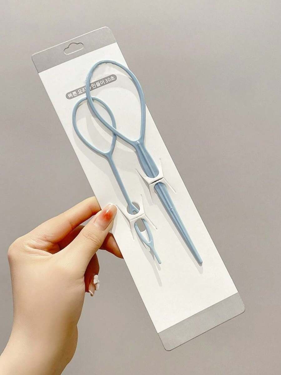 2件套女士简约造型工具套装，包含拉式发夹和卷发器，适合日常使用，美发造型工具及发饰