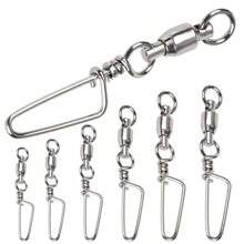 10PCS Fishing Ring 26Lb-500Lb Silver High Strength Ball Bearing Swivels Jig Solid Welded Rings Snaps Swivels Bearing Connector Fishing Tackle