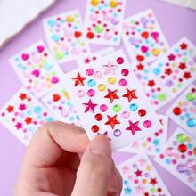 6 Uds Estrellas 3d Y Princesa De Dibujos Animados Y Pegatinas De Piedras Preciosas De Cristal En Forma De Flor Para Las Recompensas De Los Niños En El Jardín De Infantes - Multicolor - Ver 3