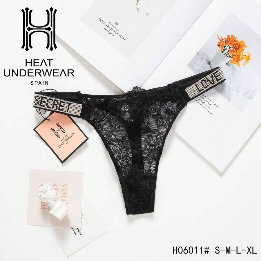 B.V.BLOUSE HeatUnderwear Thong - Black - View 1
