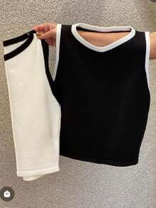 Women Knit Tops - 黑色 - 查看 2